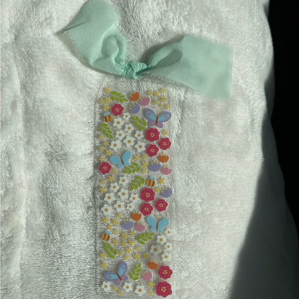 Floral Bookmark with Mint Green Ribbon